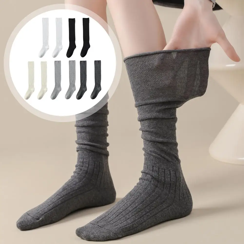 New Women's Stockings Spring Trends Casual Preppy Style High Solid Long High Quality Color Cotton Comfy Socks Female Socks N8s8