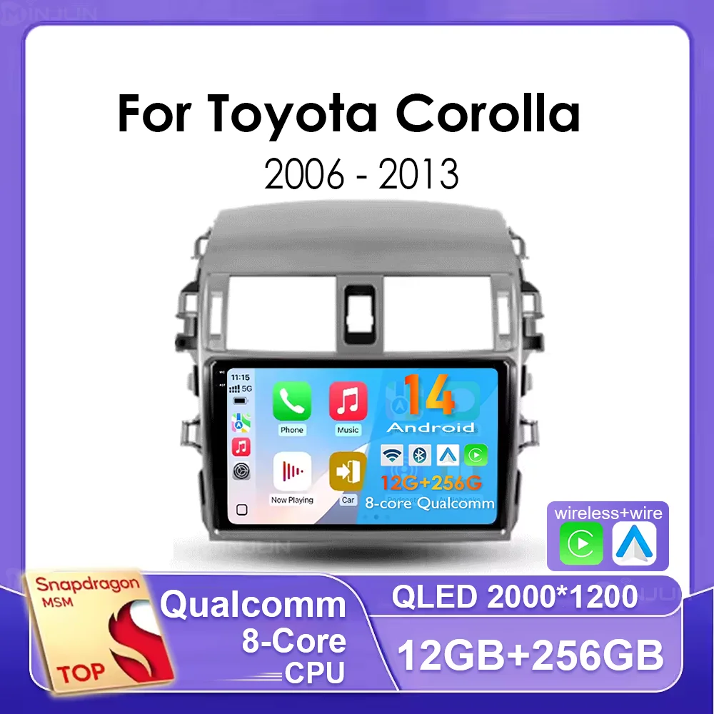 

9" Android 14 Car Radio For Toyota Corolla 2006 2007 2008 2009-2013 Qualcomm Multimedia Video Player Carplay Auto GPS DSP 4G