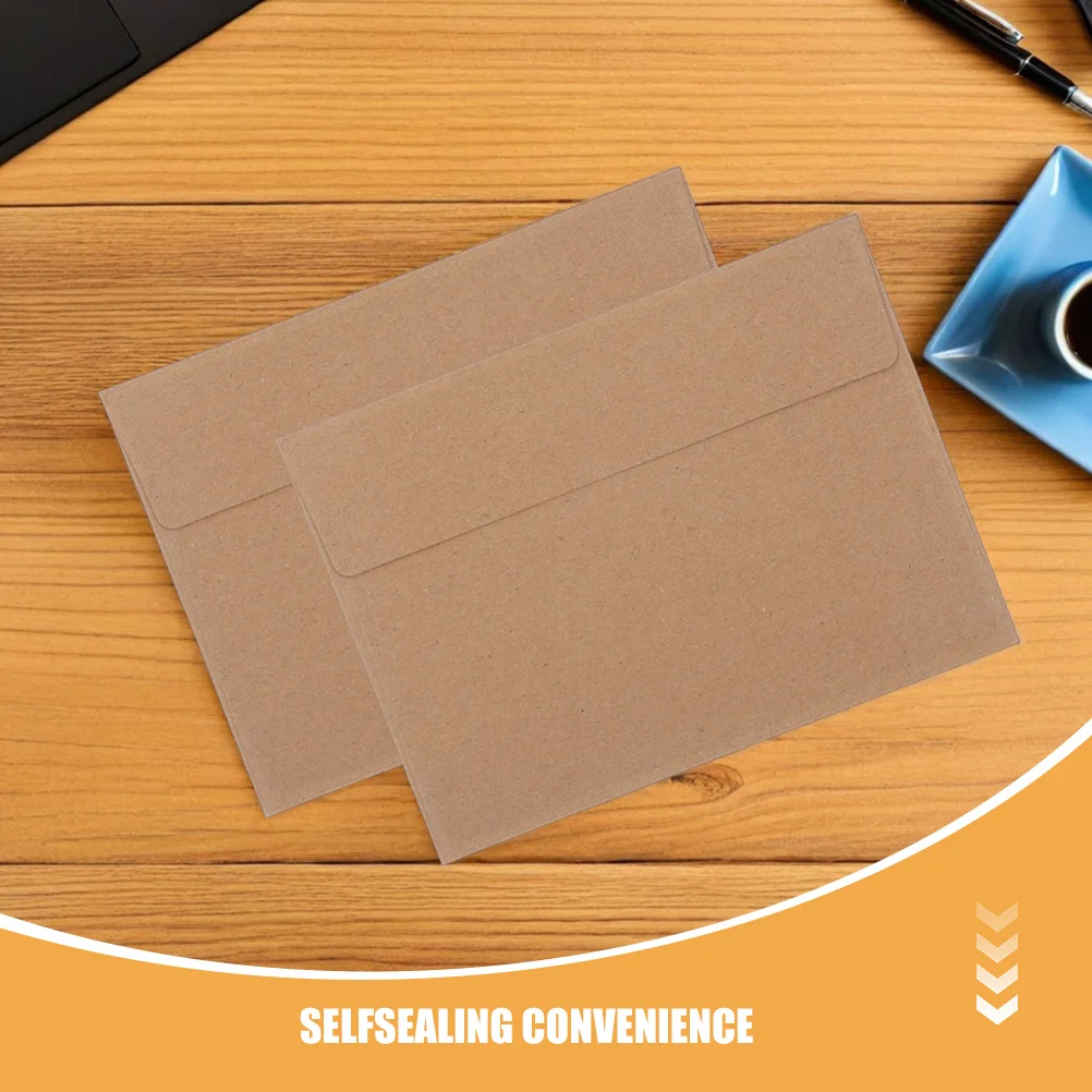 Sobres adhesivos marrones autosellados de papel Kraft A7, 60 uds., para invitaciones de boda, tarjetas de felicitación comerciales, fiesta, Vintage, liso