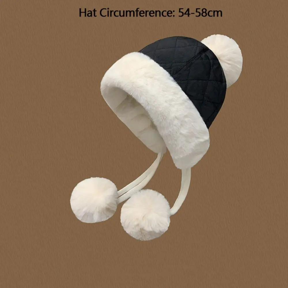 Fashion Winter Warm Hat Windproof Cold Proof Ear Protection Cap Plush Thicken Outdoor Pullover Hat for Women