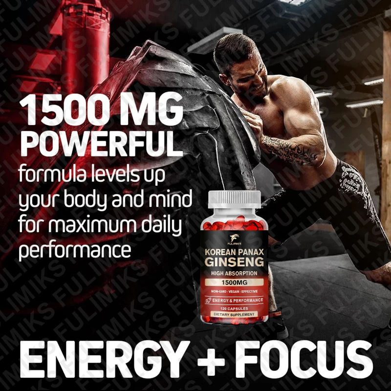 Panax Ginseng 15,000 mg - Red Korean Ginseng Supplement for Men - Extra Strength - Energy, Focus, Productivity & Performance - view 3