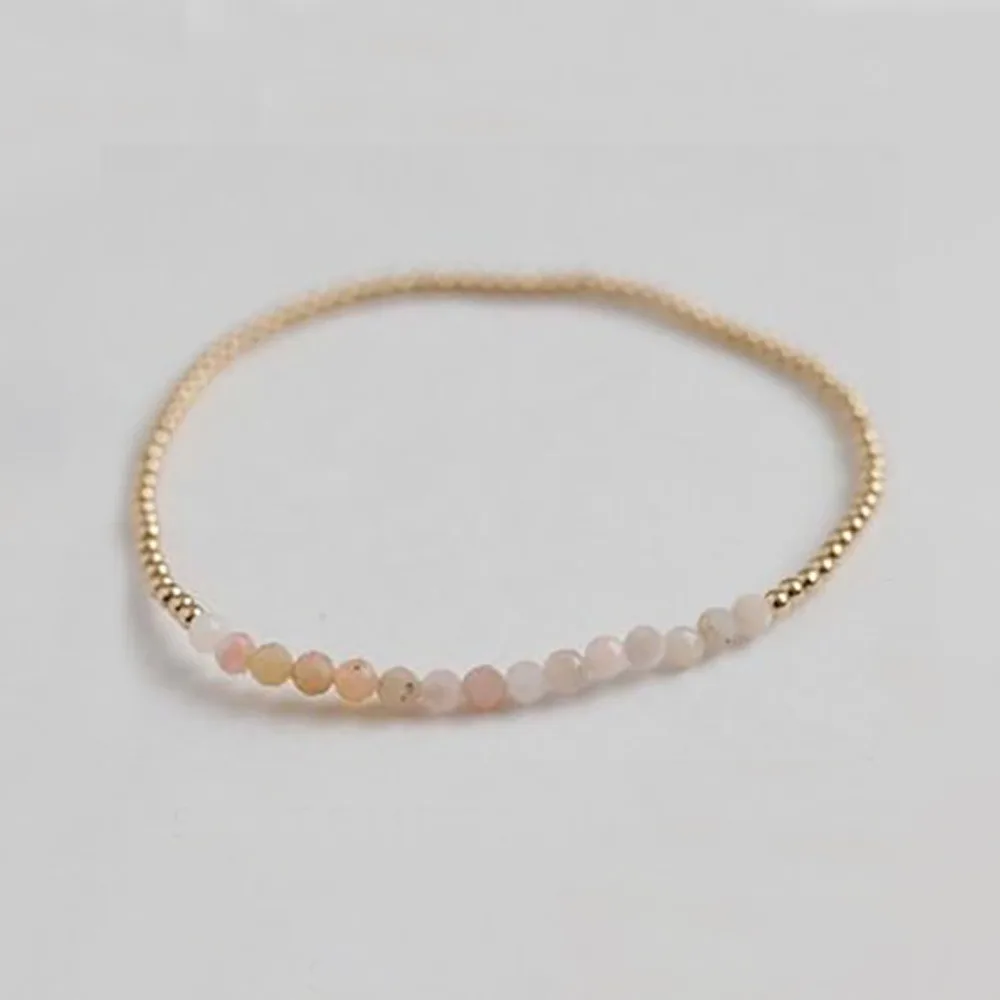 Gold Plated Stackable Beaded Bracelet Elasticity Tarnish Resistant Boho Stone Bracelet Elegant Waterproof Stretch Bracelet
