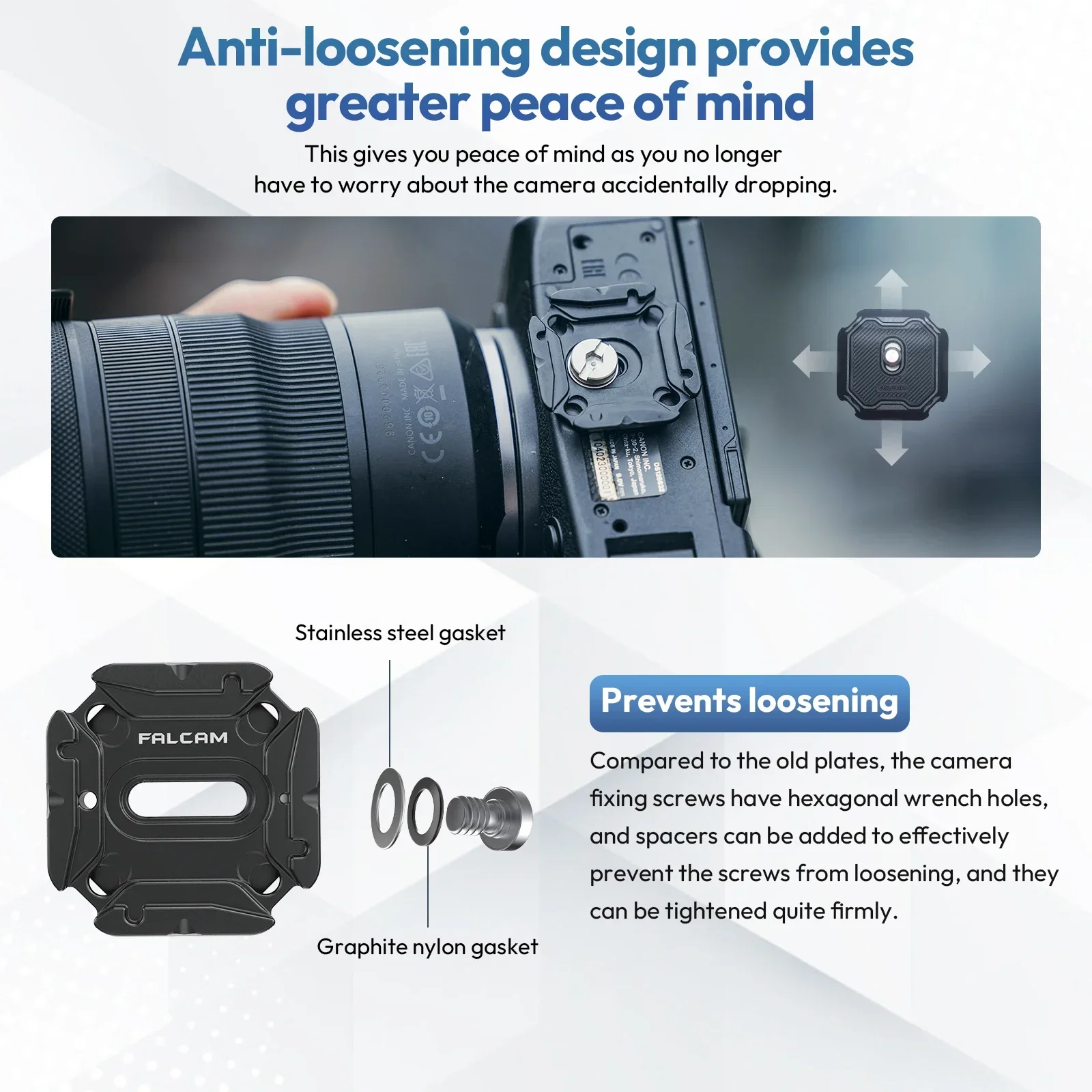 Falcam F38 Quick Release Schultergurt Basissatz V2 kompatibel mit F38 PD Fotopro PGY Schnellwechselplatte – Detail 3