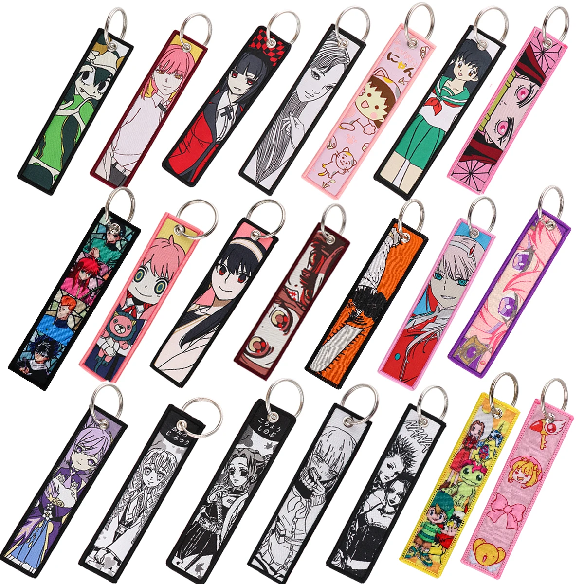 Cute Embroidered Keys Tag Keychains for Women Keyring Japanese Anime Car Keys Fashion Jewelry Accessories Gifts for Fans