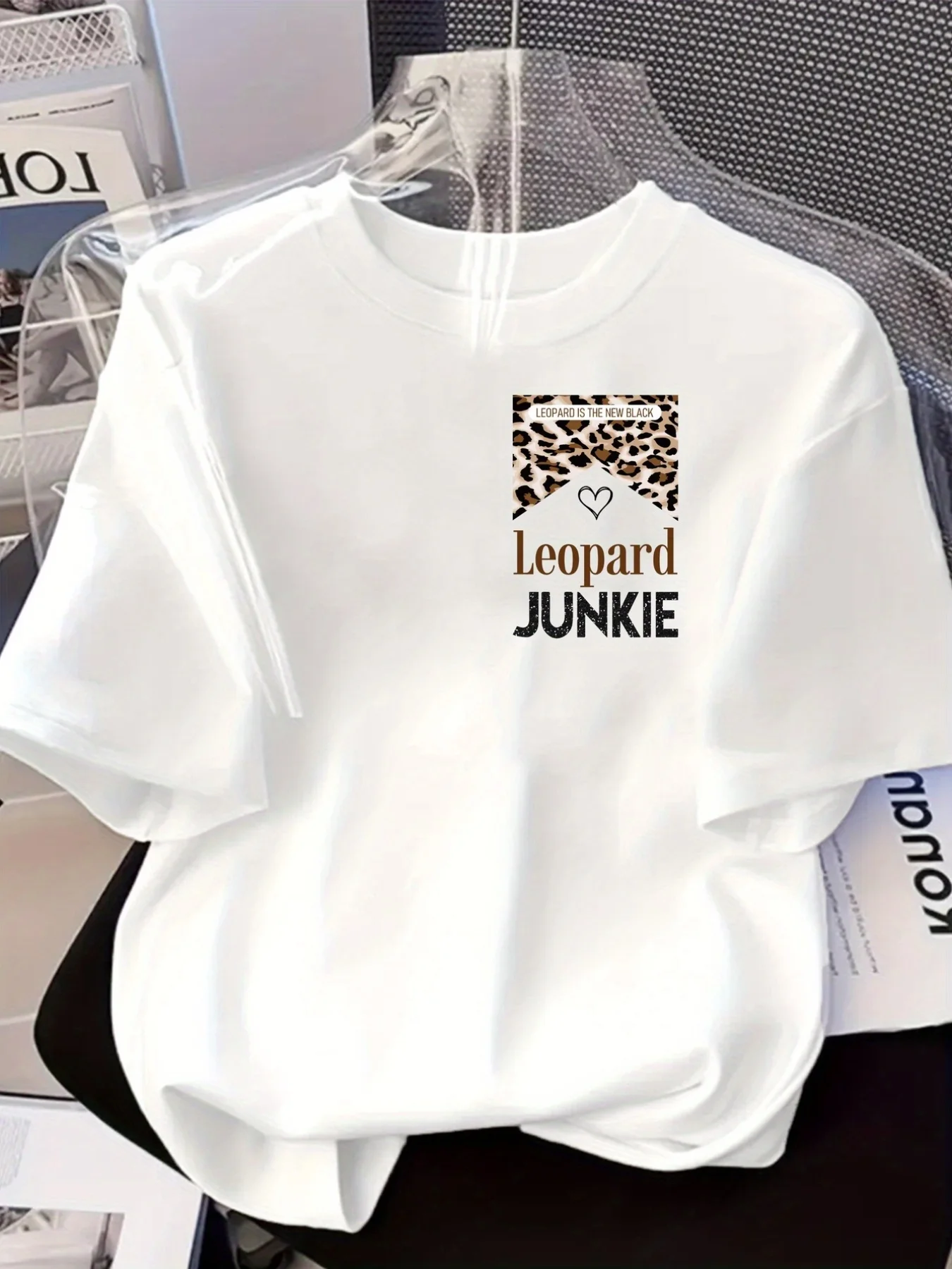 Front And Rear Short Sleeves, Leopard Print Lovers, Leopard Print Crew Neck Women'S Casual Short Sleeve Top - Ladies' Clothing, Comfortable Fit, Classic Design