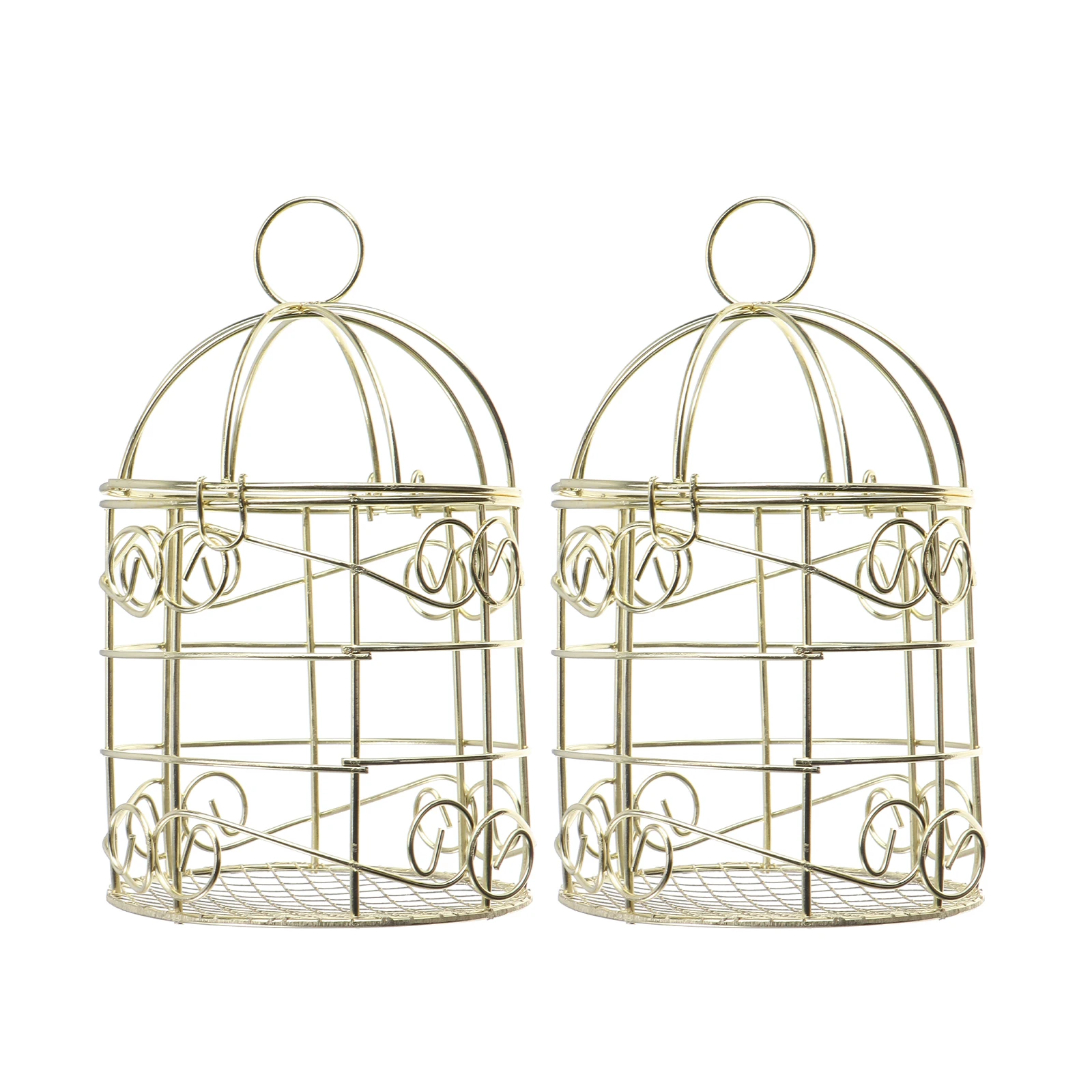 

2PCS Bird Cage Feeder Iron Hanging Metal Bird Feeding Basket Vintage Golden Outdoor Garden Home Pet Supplies Durable
