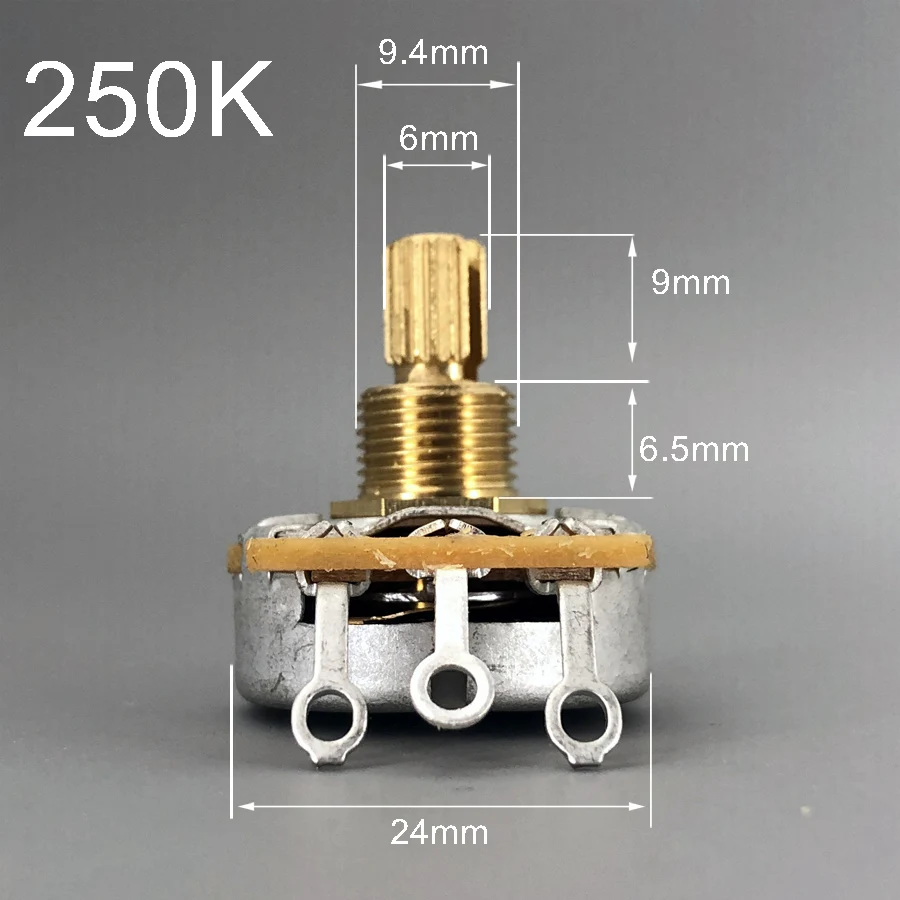 Potenciômetro da guitarra do eixo de bronze, baixo torque, baixo ruído, sensação suave, CTS genuíno, A500K, A250K, B250K