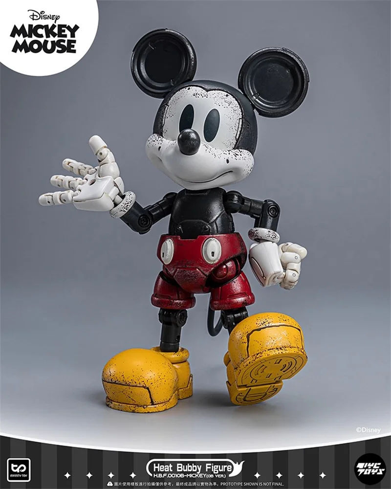 Genuine Disney Mickey Mouse Mechanically Action Figures Heatboys Disney Alloy Mecha Movable Figurines Collection Model Doll Toys