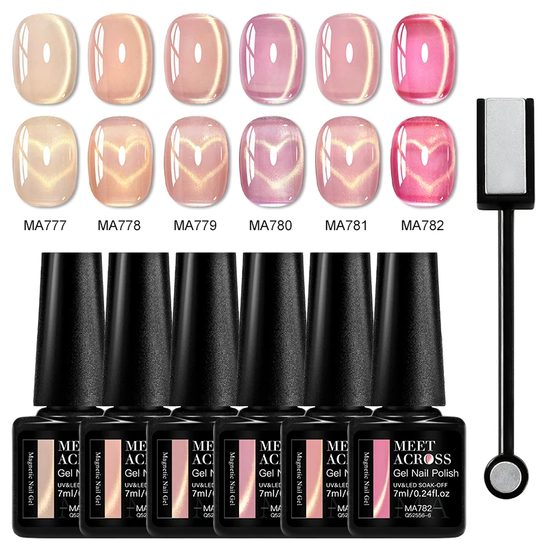 พบกับข้าม 7/8/9 ชิ้นแมวแม่เหล็กเจลเล็บชุดกึ่งโปร่งใสคริสตัลเล็บอุปกรณ์เล็บเจลชุดสําหรับเล็บ