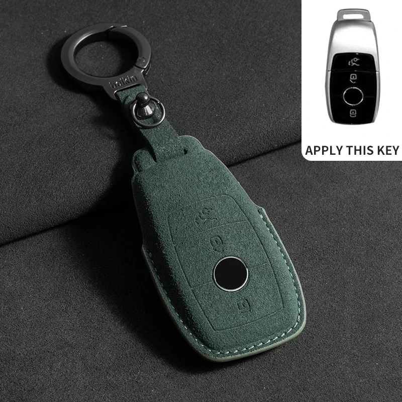 Wildleder Leder Auto Schlüssel etui für Mercedes Benz E Klasse W213 W205 E200 E260 E300 E320 Amg Cla 2018 2019 2020 Remote Fob Shell Fall