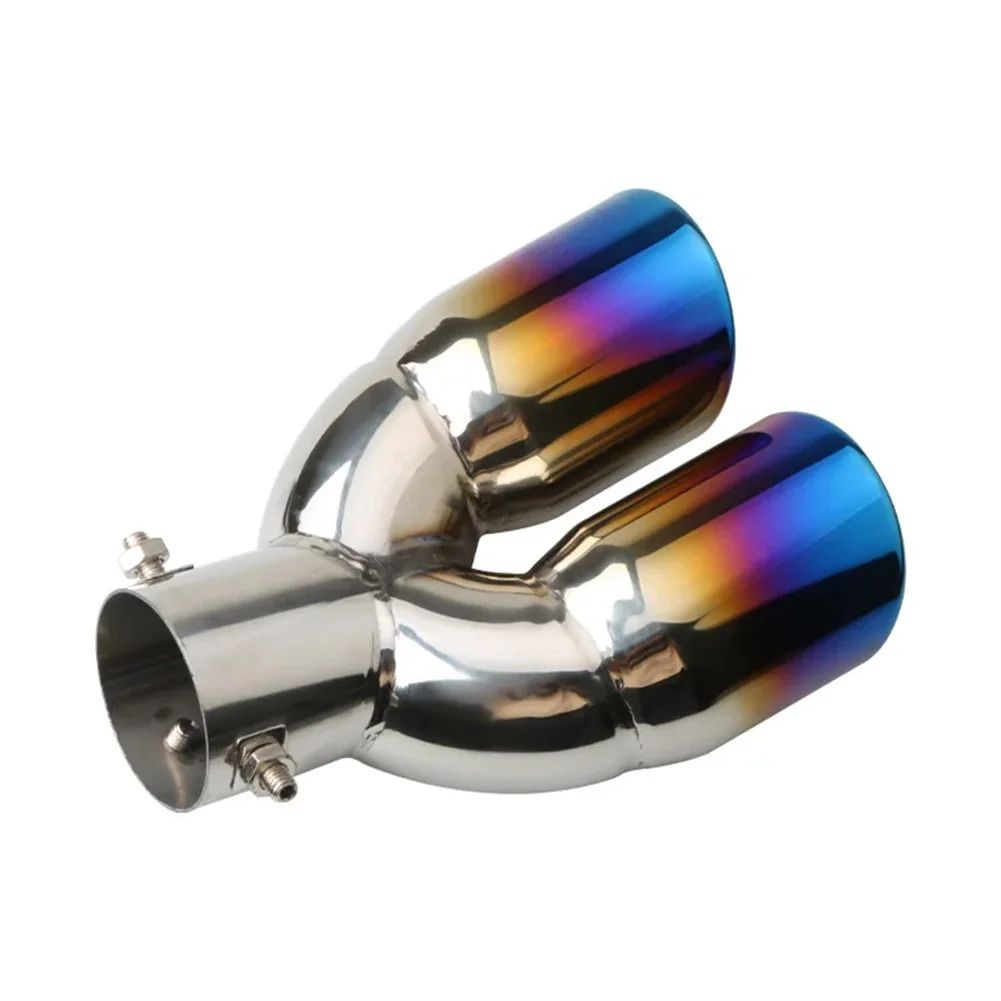 Car Dual Exhaust Tip  Systems Stainless Steel Muffler Tail Pipe 3.8cm-6.3cm Universal Exhaust Pipe Modified Parts Muffler