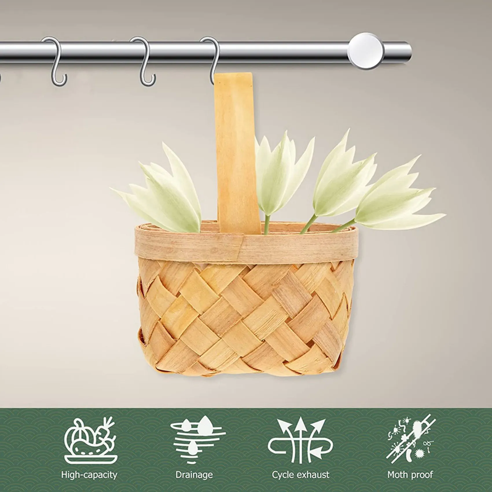 ABWR-8Pcs سلة مغزولة صغيرة مع مقبض الزفاف زهرة فتاة سلة زهرة الحلوى الشوكولاته هدية صندوق حفل زفاف هدية