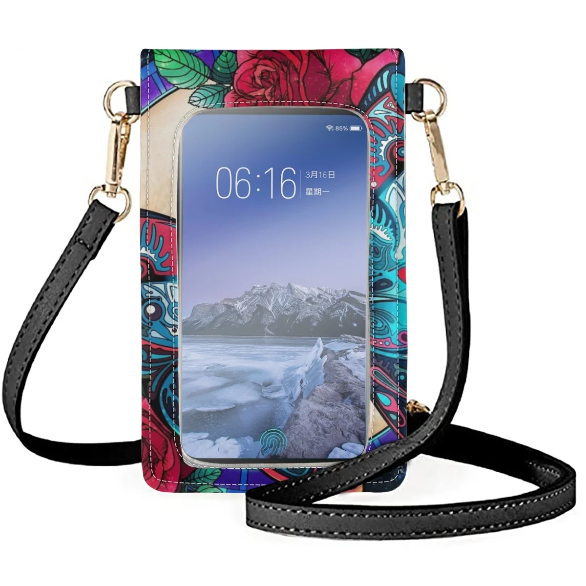 FORUDESIGNS Universal Cell Phone Purse Leather Mobile Phone Bags Women's Wallets Card Pack Shoulder Bag Colorful Butterfly Print