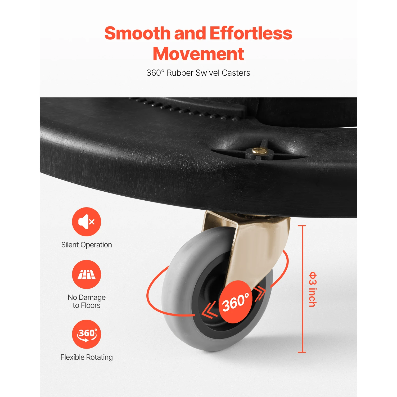 SucceBuy 1/2 упаковки мусорного бака Dolly с круглым роликовым основанием и 4 запираемыми колесами, тележка на роликах, подходит для контейнеров 20/32/44/55 галлонов