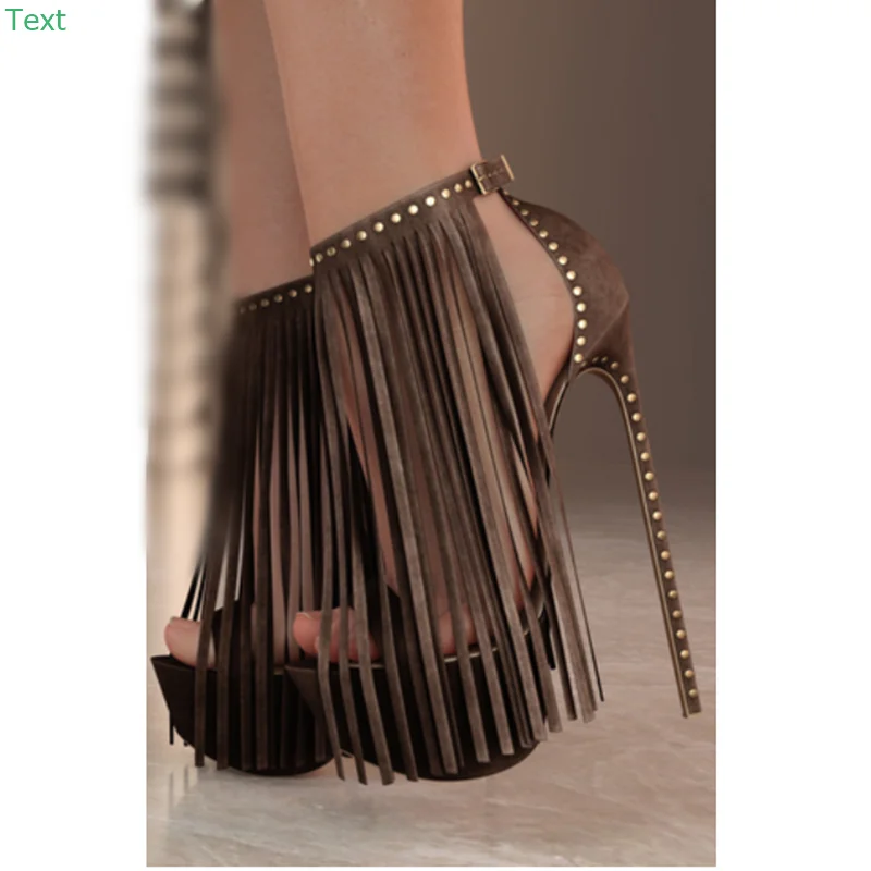 

Solid Tassels Diamond Platform Sandals Thin High Heel Sexy Fashionable Cool Summer Casual Big Size Woman Shoes Zapatillas Mujer