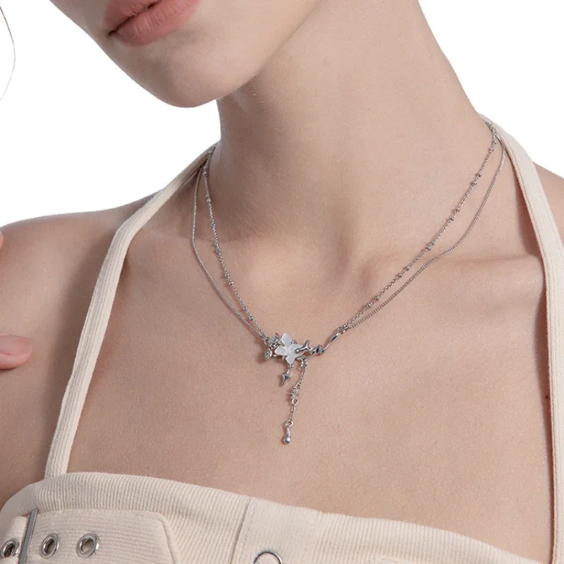 

MASW Original Design Delicate Jewelry One Layer Thick Silver Plated Chain Butterfly Pendant Necklace For Women Girl Gift