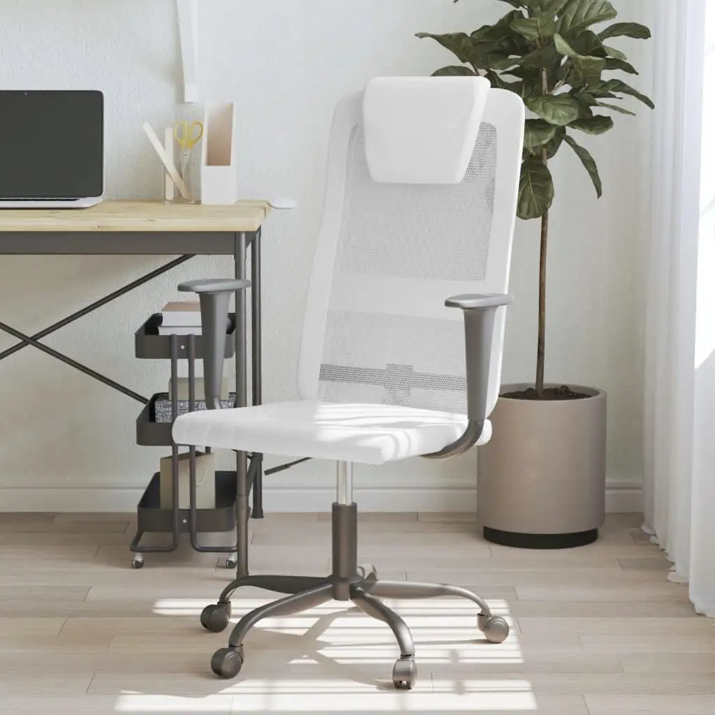 Ergonomic White Mesh & Faux Leather Office Chair - Comfortable & Stylish Design