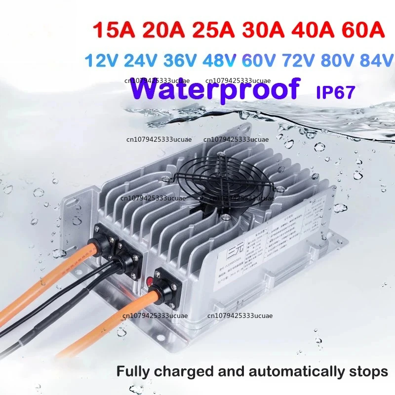 

24V 48V 60V 72V 80V 84V 100.8V 12V 36V Li-ion Lifepo4 Lithium Battery Charger Waterproof Car Fast Charge 15A 20A 25A 30A 40A 60A