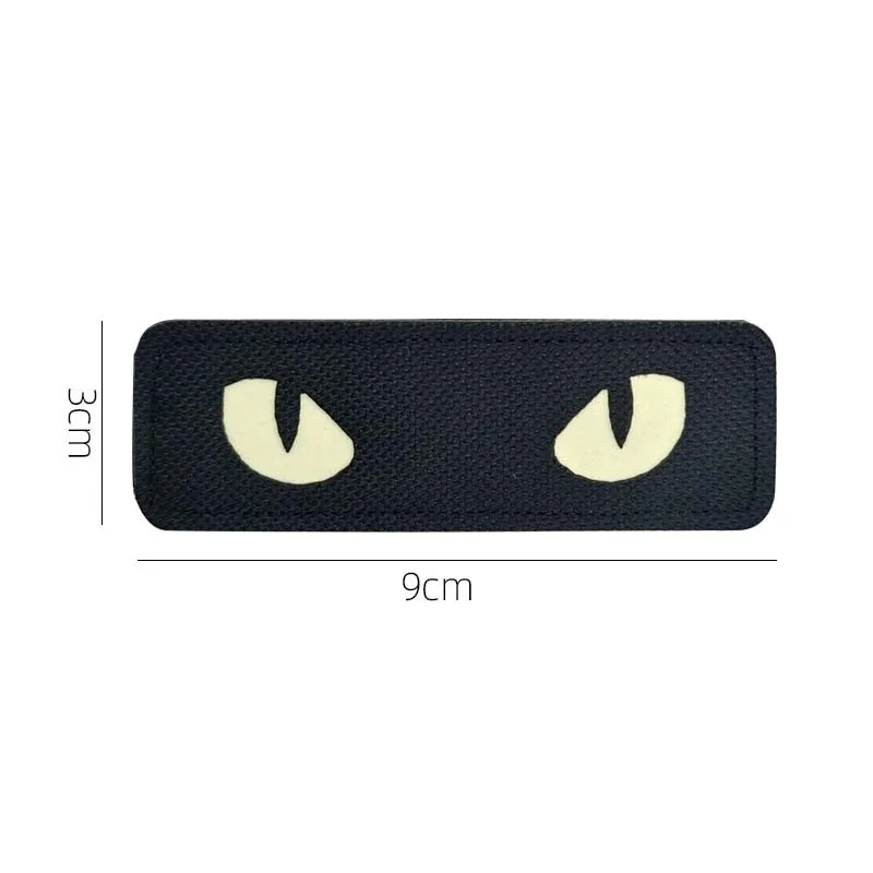 2 Stück/Set, Katzen-Tigeraugen-Klettverschlüsse, im Dunkeln leuchtende Patches, militärische Aufkleber, taktische Applikationen für Rucksack, Weste, Helm, Ausrüstung – Detail 13