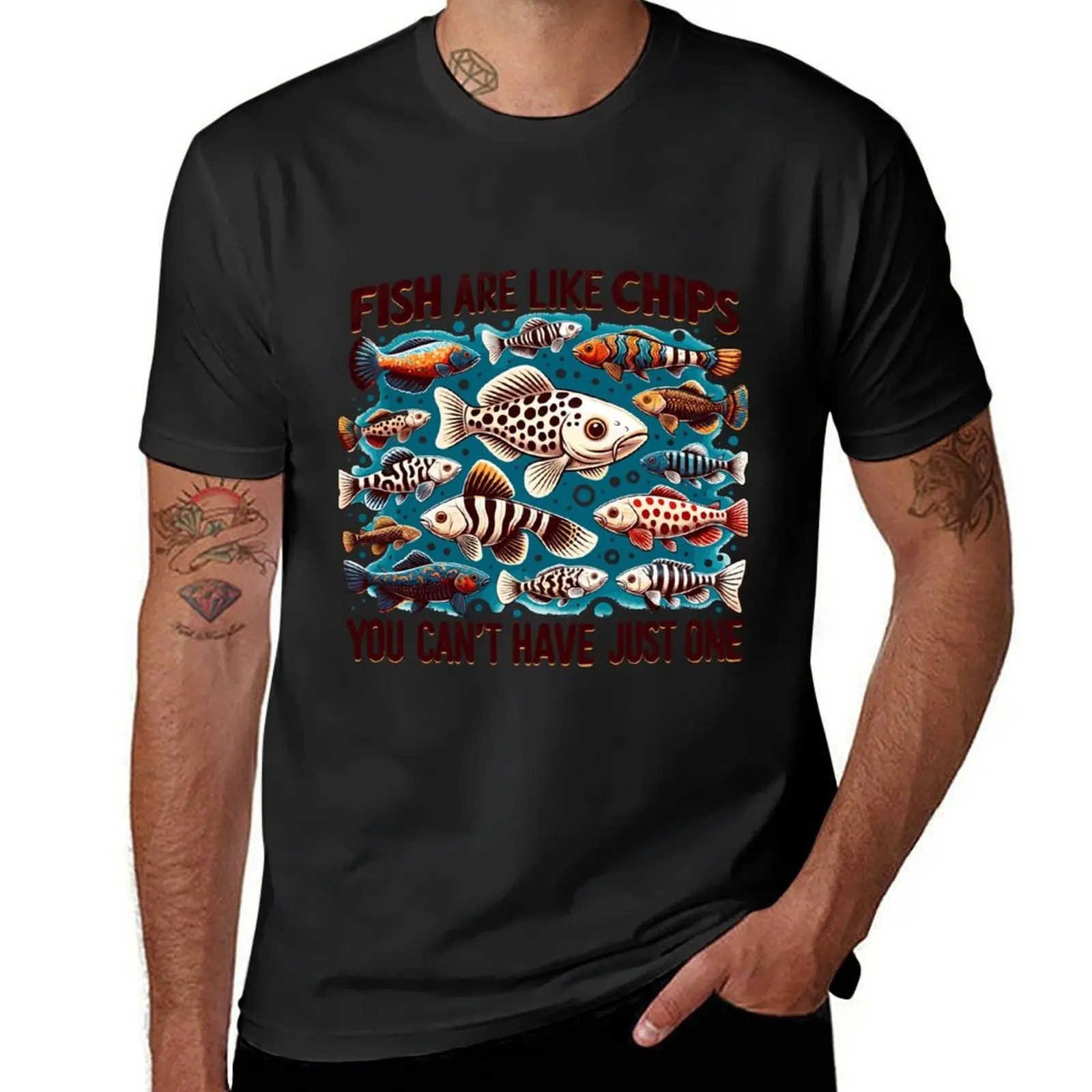 

Fish are like chips - collect aquarium fish T-Shirt anime stuff plus size tops anime t shirts mens clothing