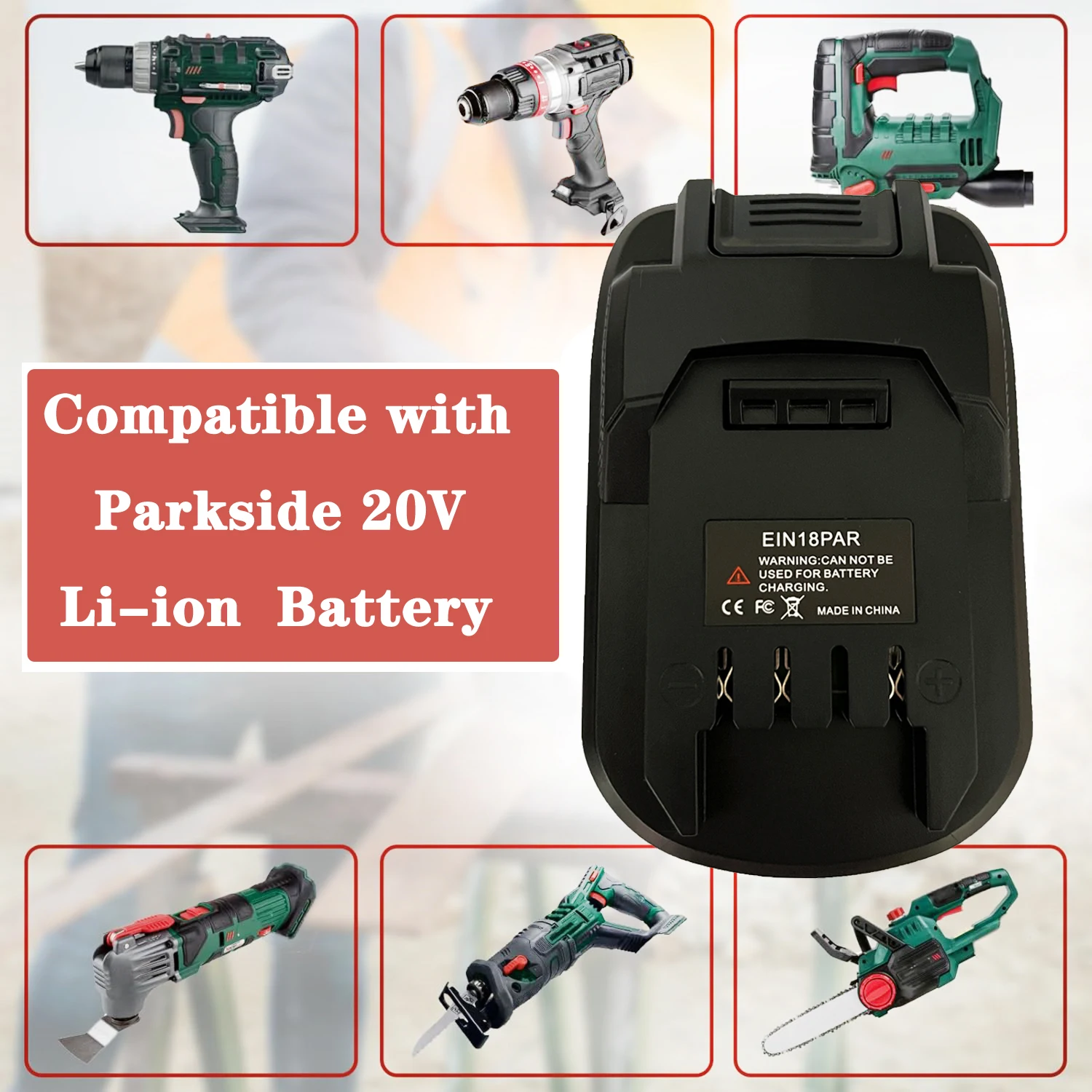 Imagem -02 - Adaptador de Bateria para Parkside 18v Li-ion Battery Converter 20v Ferramentas Elétricas Ein18par