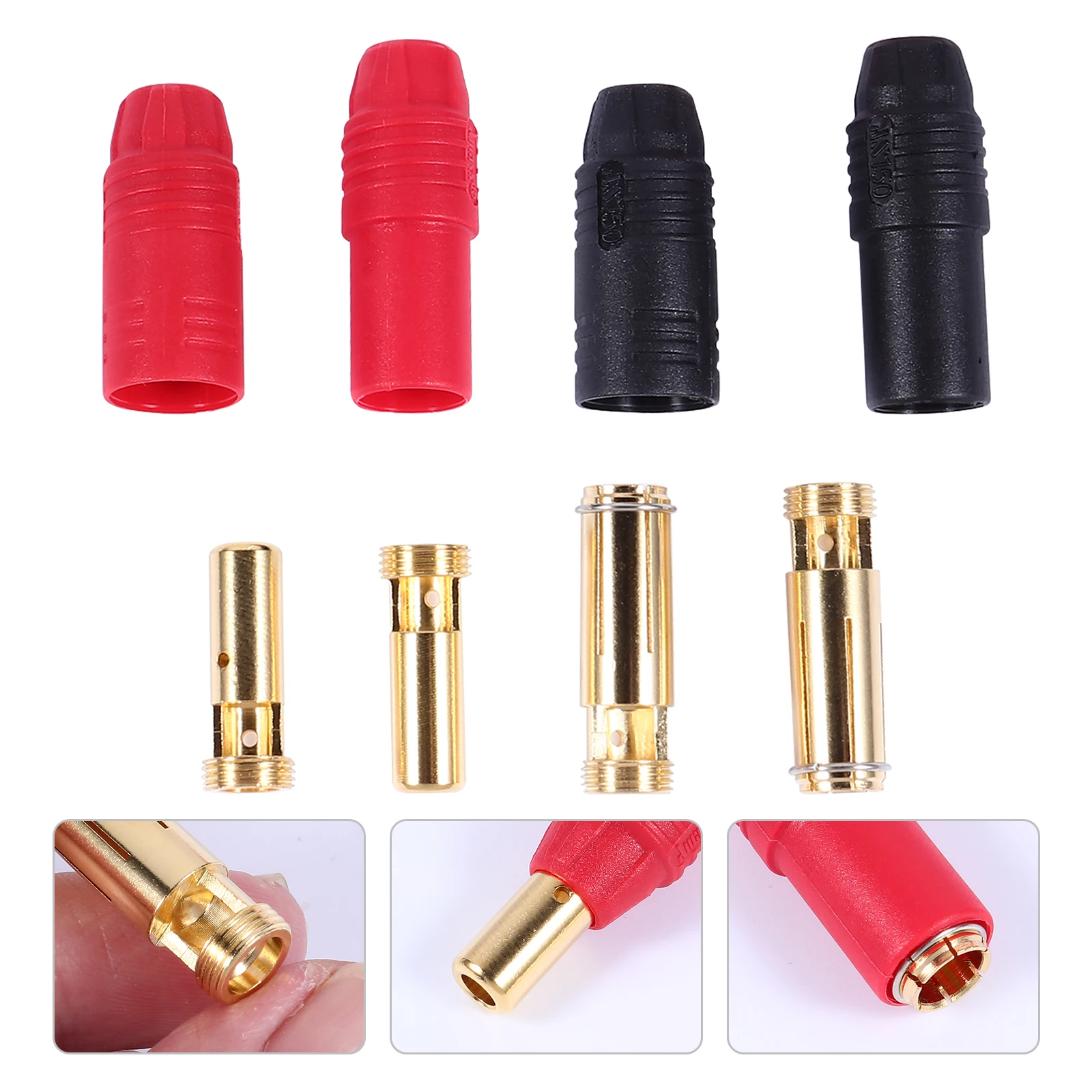 

4pcs AS150 Connector 7mm Gold Plated Lipo Plug Male Female Anti Spark Drones Airplanes Car Vehicles Terminal