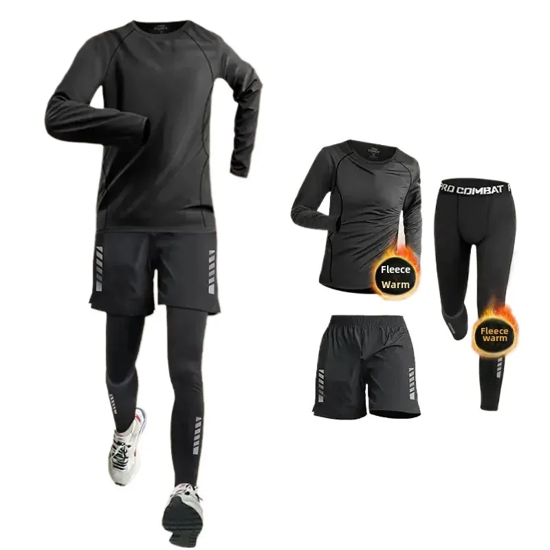 

Running Suit 3pcs Sweatsuit Set Men Sportswear Men's Sports Fitness Clothes Training Clothing Jogging Gym Wear Velvet Tracksuit