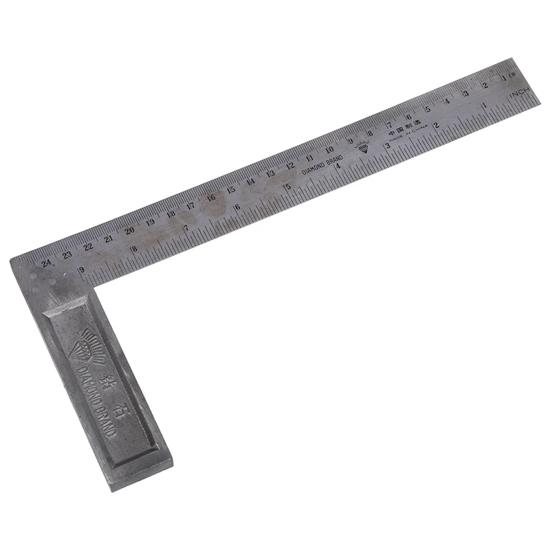 90 Degree 25cm Length Stainless Steel L-Square Angle Ruler