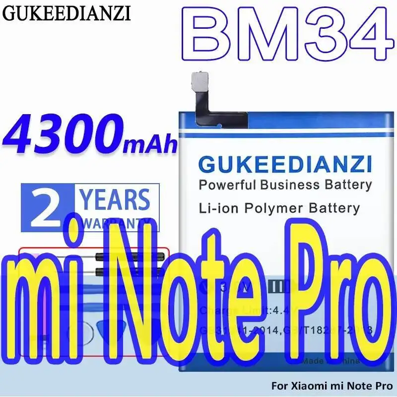 

BM34 высокой емкости 4300 мАч для долговечного аккумулятора мобильного телефона Xiaomi MI Note Pro