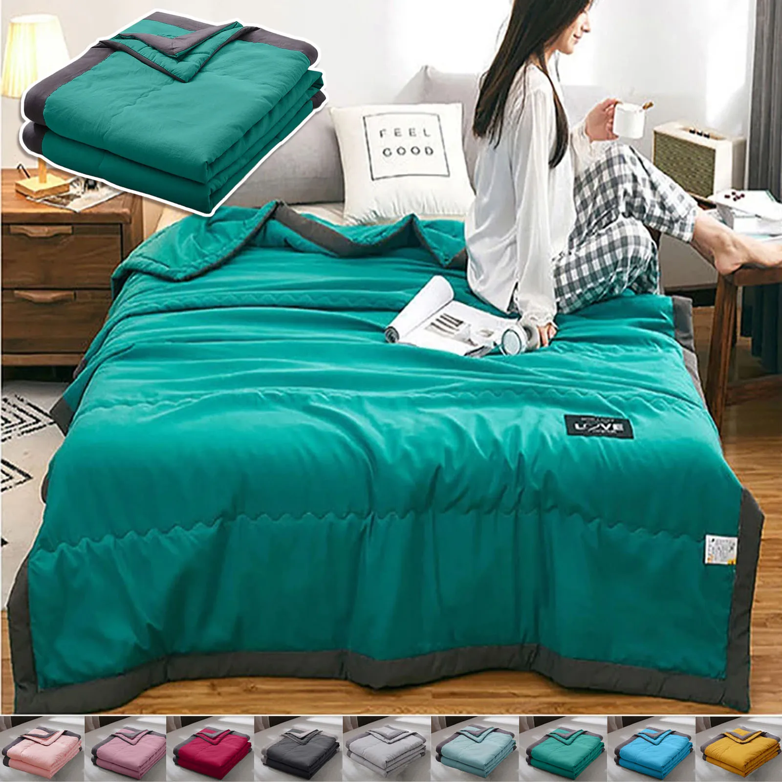 

Double Sided Cooling Blanket Cold Effect Breathable Conditioning Quilt Spring Summer Solid Color Cooler Quilt for Child Adult