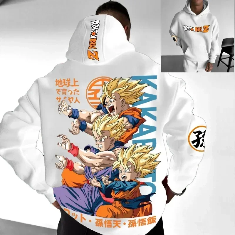 

Dragon Ball Goku New Hot Anime 2025 Japanese Hoodie Men's Black Cotton Black Design Purple Hair Pink Lightning Text Streetwear