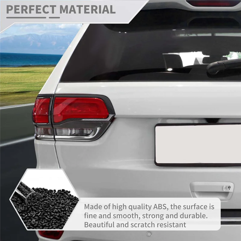 A65p-luz traseira capa moldura guarnição para jeep grand cherokee 2014-2020 acessórios abs fibra de carbono