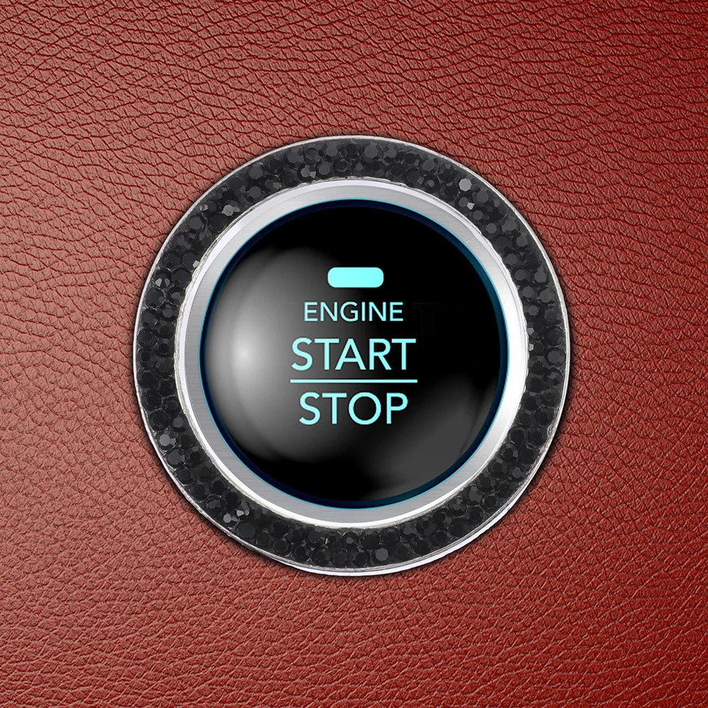 

2pcs Car Push Start Button Cover Rhinestone Engine Start Decoration Ring Zinc Alloy Fit For Multiple Models Car Interior