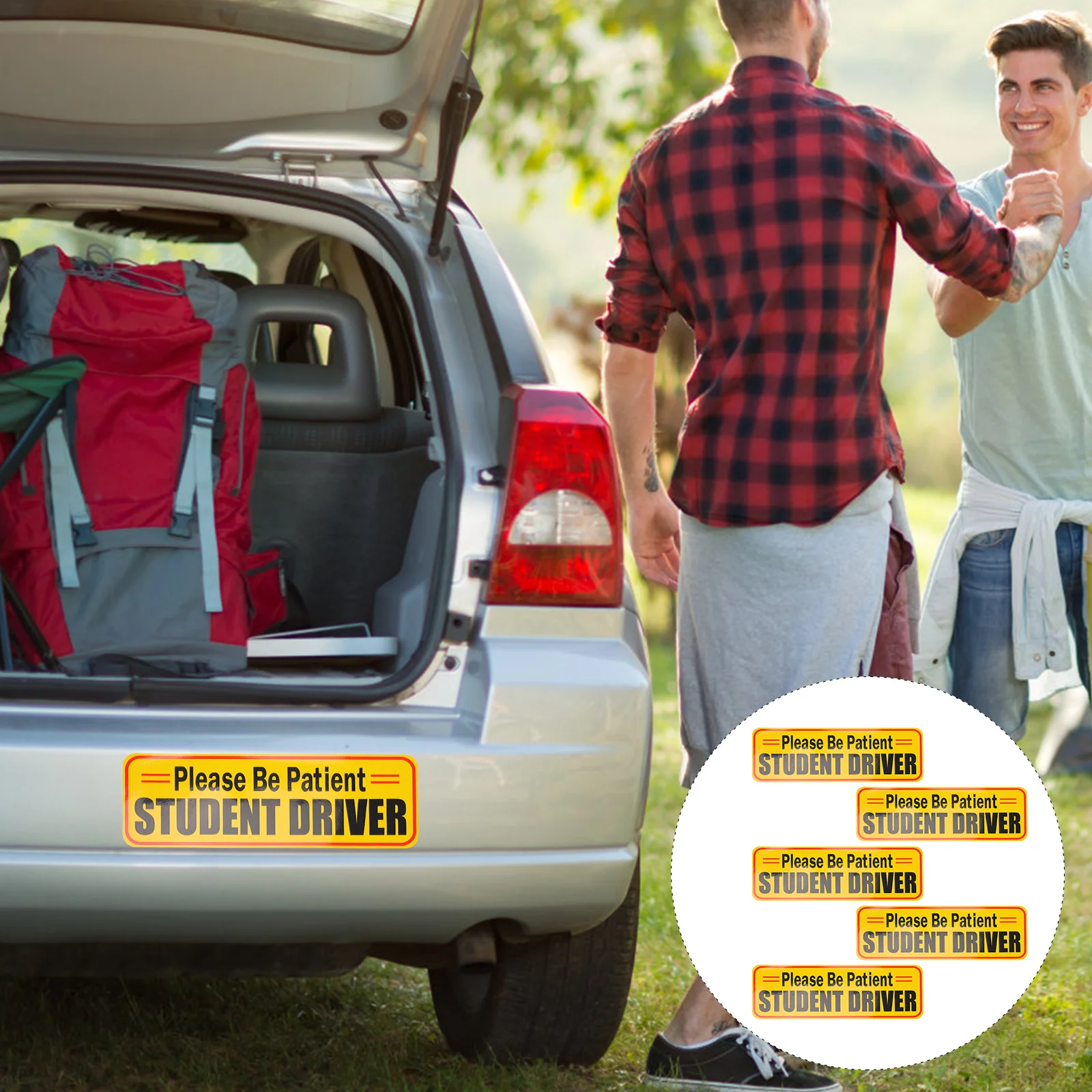 

5pcs Reflective Car Stickers for New Drivers Bumper Warning Sign Automotive Safety Decor