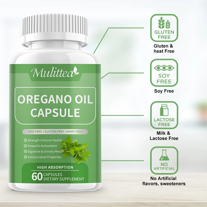 Mulittea Oregano Oil Pills For Immune & Kidney Health Digestive Health Supplement Antioxidant Support Vitamin supplement