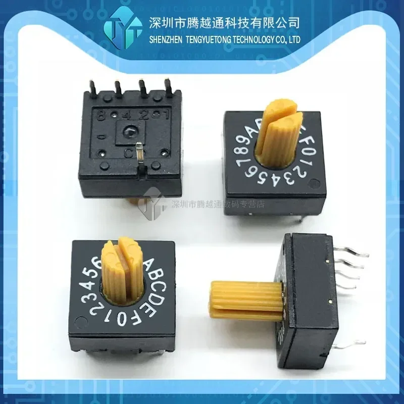 2/5PCS/lot 0-F Handle Rotary Encoder Switch DIP Switch 16 Position PCB Switching Encoder 8421C Positive Code 4:1 Black