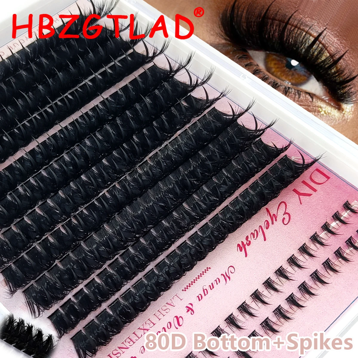 HBZGTLAD Manga style eyelash clusters slim eyelash clusters fluffy pointed eyelash clusters extended anime fairy style single ey