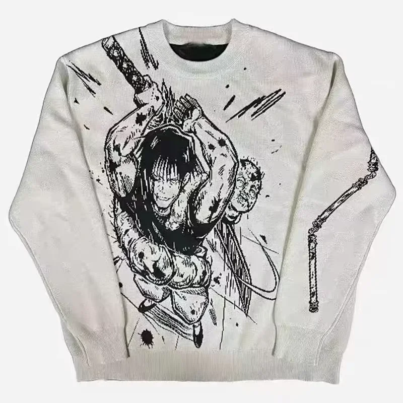 Japanese Anime Sweater Male Knitwear Men's Jumpers Pullovers Hip-Hop Streetwear Y2k Oversized Women's Sweater Harajuku New Knit