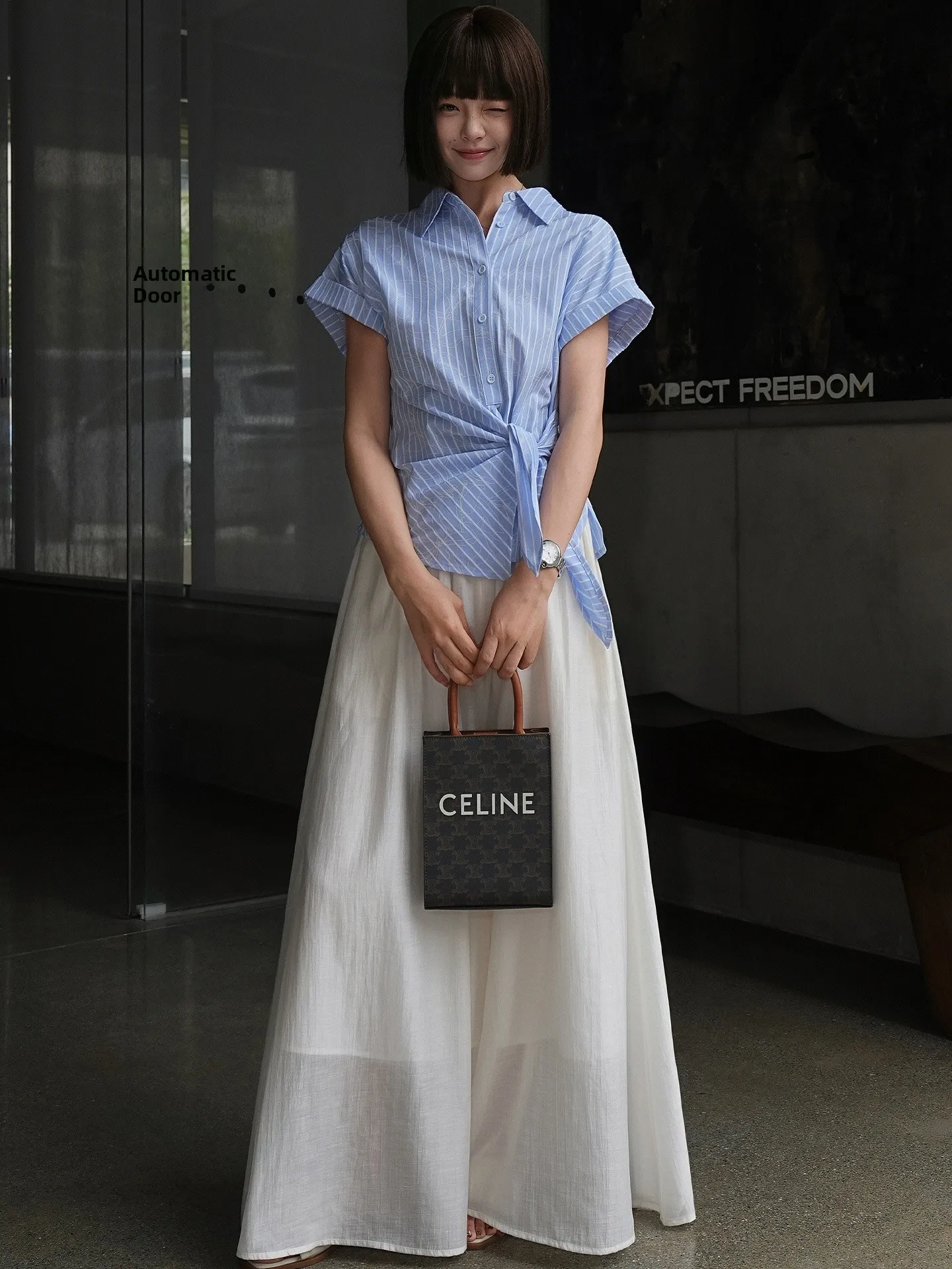 QCEO Silk Acetate Wide Leg Pants High Waist Nine Points Commute Elastic Waist Long Pants Women Summer Loose Fit Trousers