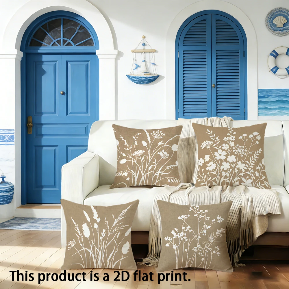1pc  Wild Floral Botanical Throw Pillow Covers Neutral Tone Farmhouse Home Decor Cushion Cases