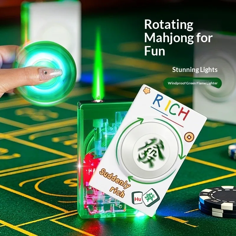 Non fuel trendy game, spinning decompression mahjong poker cartoon flash, inflatable windproof decompression fun lighter
