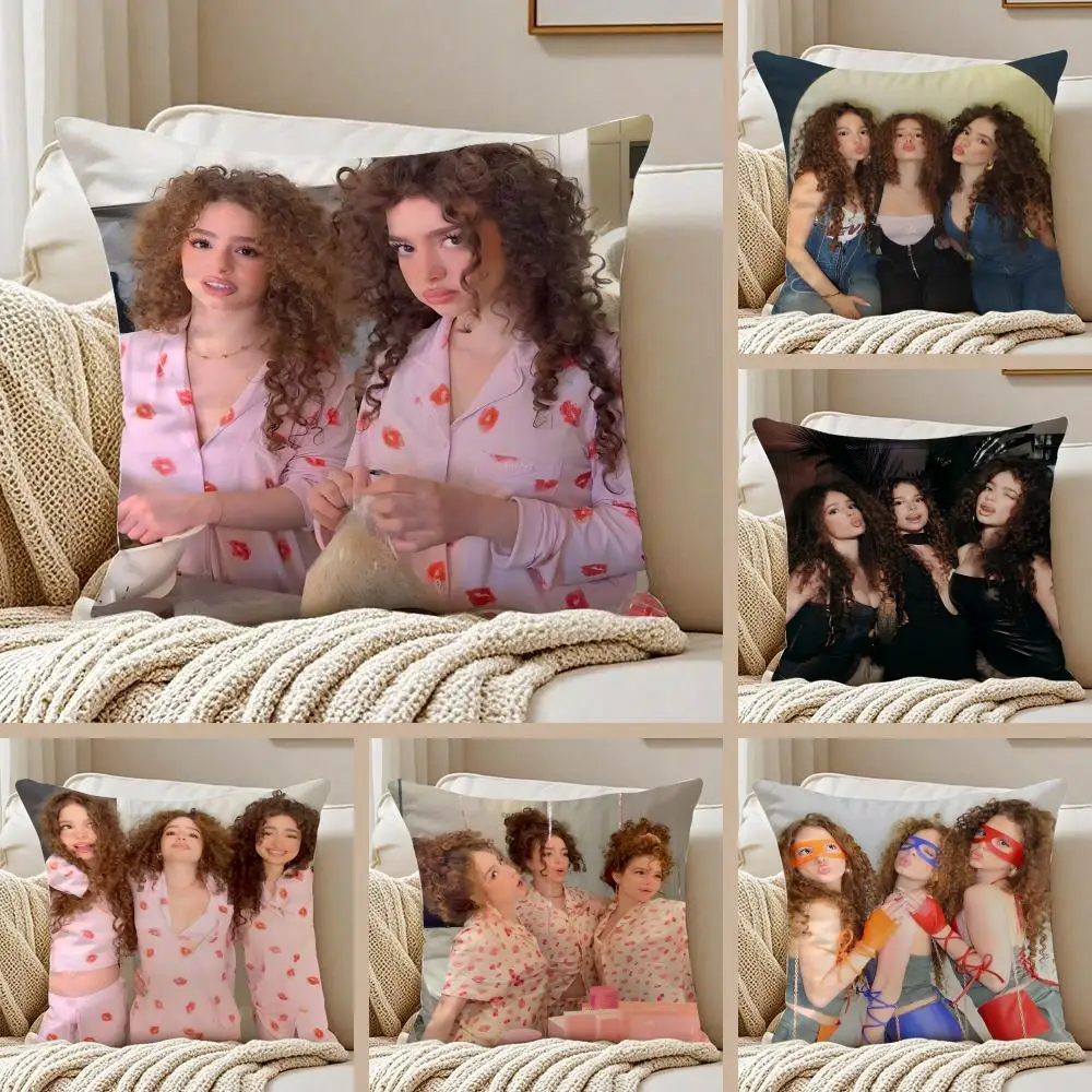 Hot Charismatic Celebrity K-Kalogeras Sisters Cushion Cover Pillowcase Anti-dustmite Invisible Zipper Short Plush Sofa Cushion