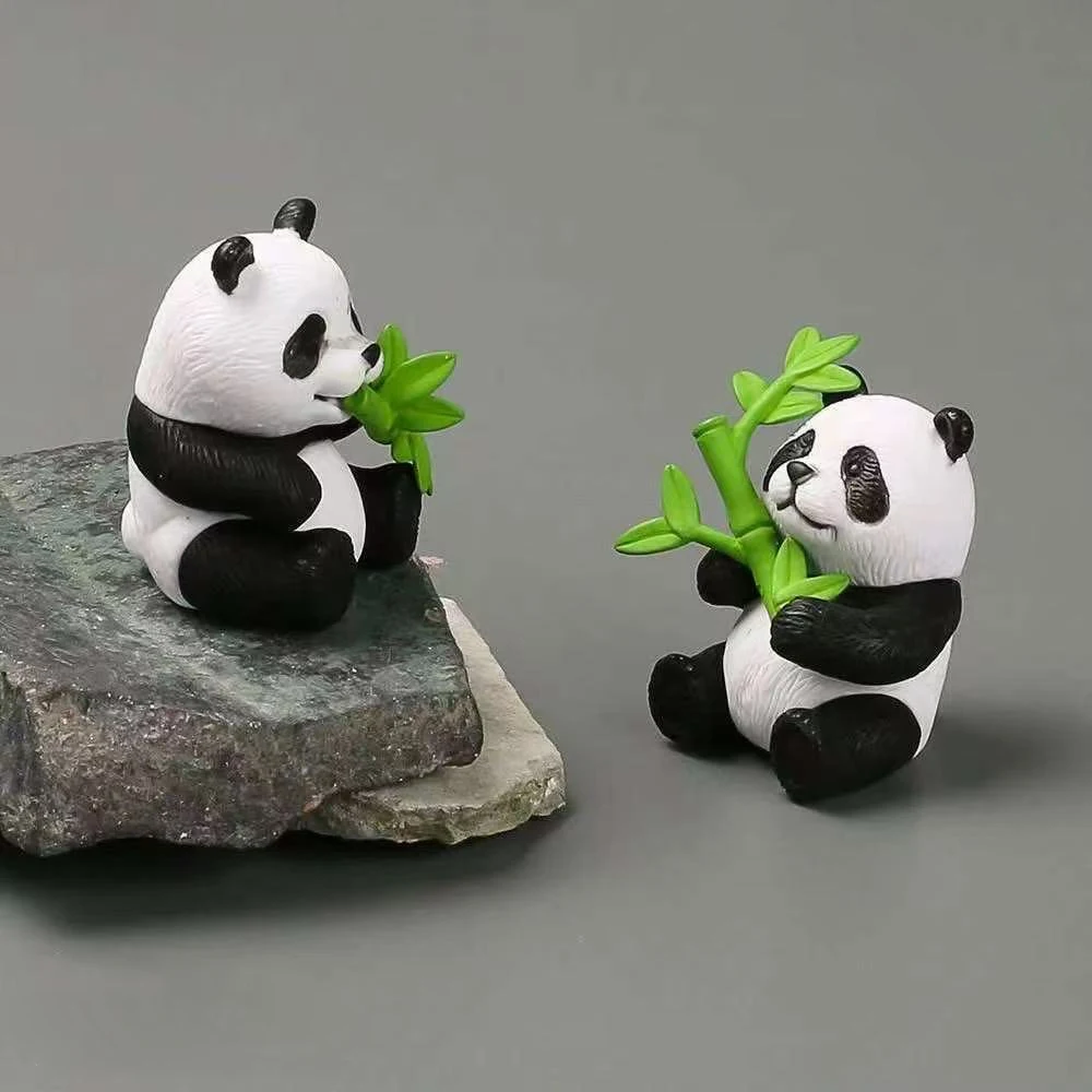 Figuras de Panda de escritorio de resina, simulación de Panda de bambú, modelo Animal, accesorios creativos, decoración del hogar, regalo de vacaciones, 8 Uds.