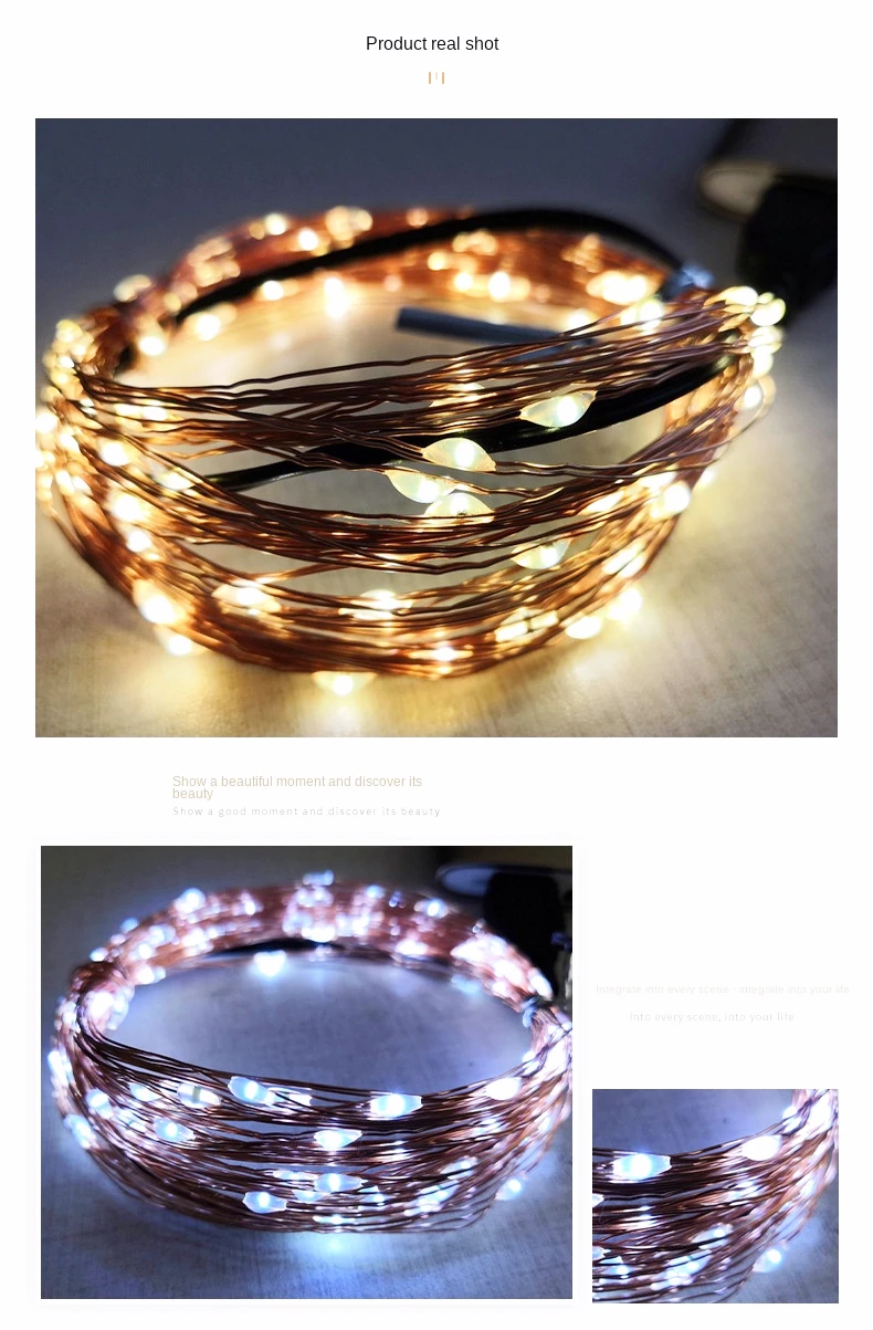 Free Shipping 1m/2m/3m/5m LED Lights String Color Lights USB Copper Cable Lights for Wedding Decorative party Fairy Star Lights