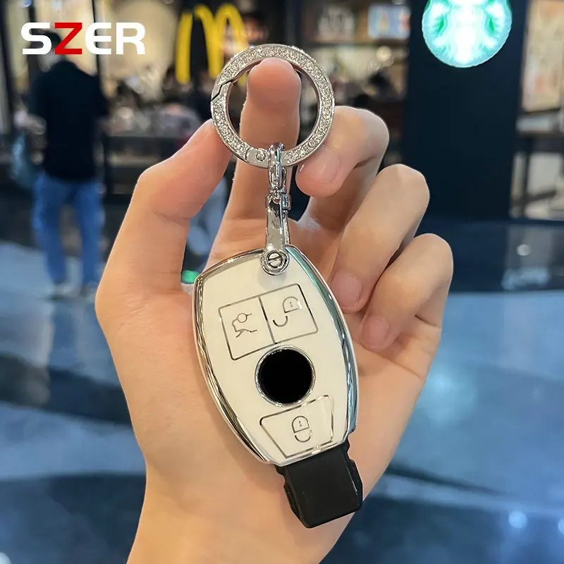 Soft TPU Car Smart Key Case Cover Shell Keychain For Mercedes Benz A B C E GL S GLA GLK CLS Class AMG W204 W205 W212 W463 W176