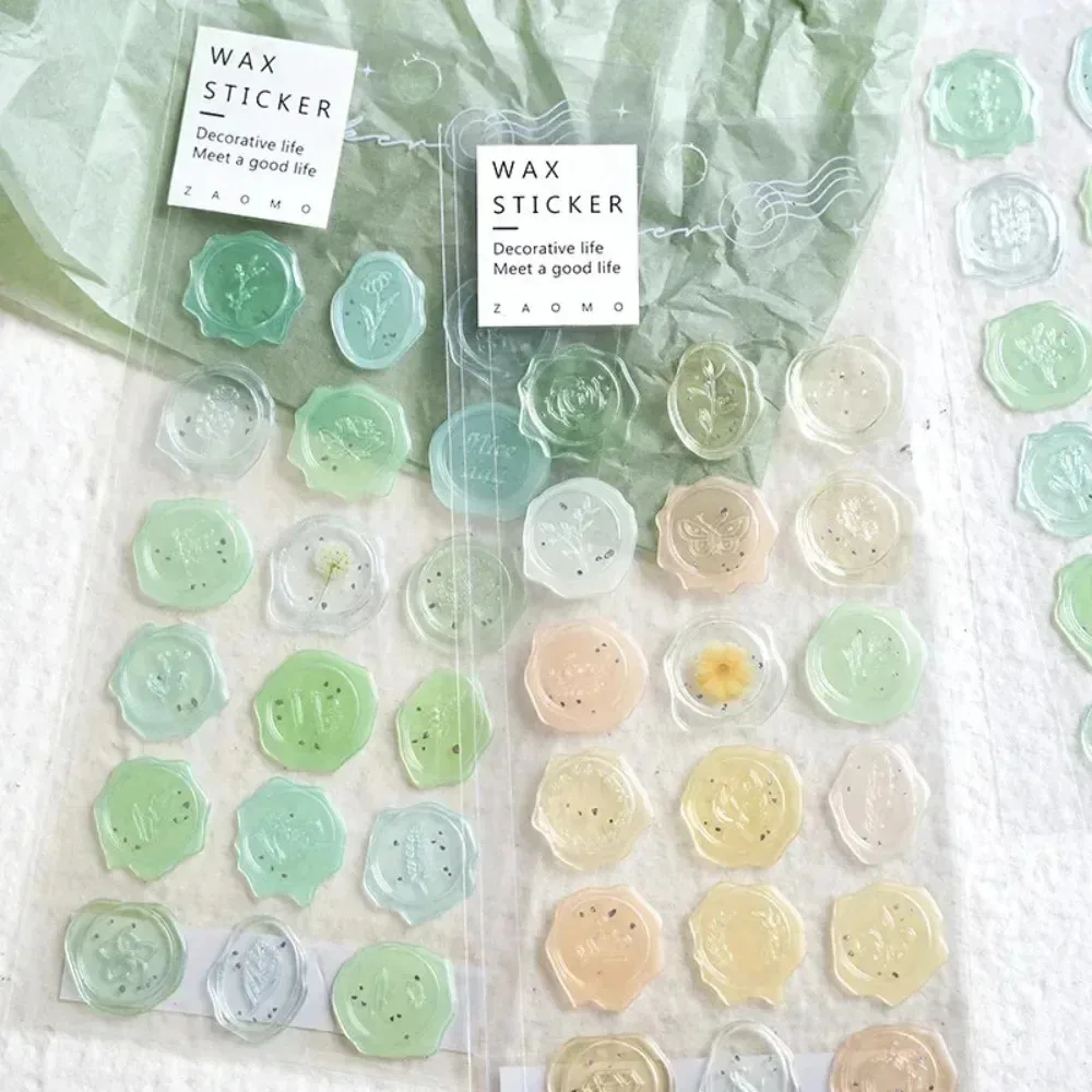 18Pcs Transparent Pre-Made Wax Stickers, Adhesive Wax Seal Stickers Birthday Bridal Shower Party Presents Craft Scrapbook Gift
