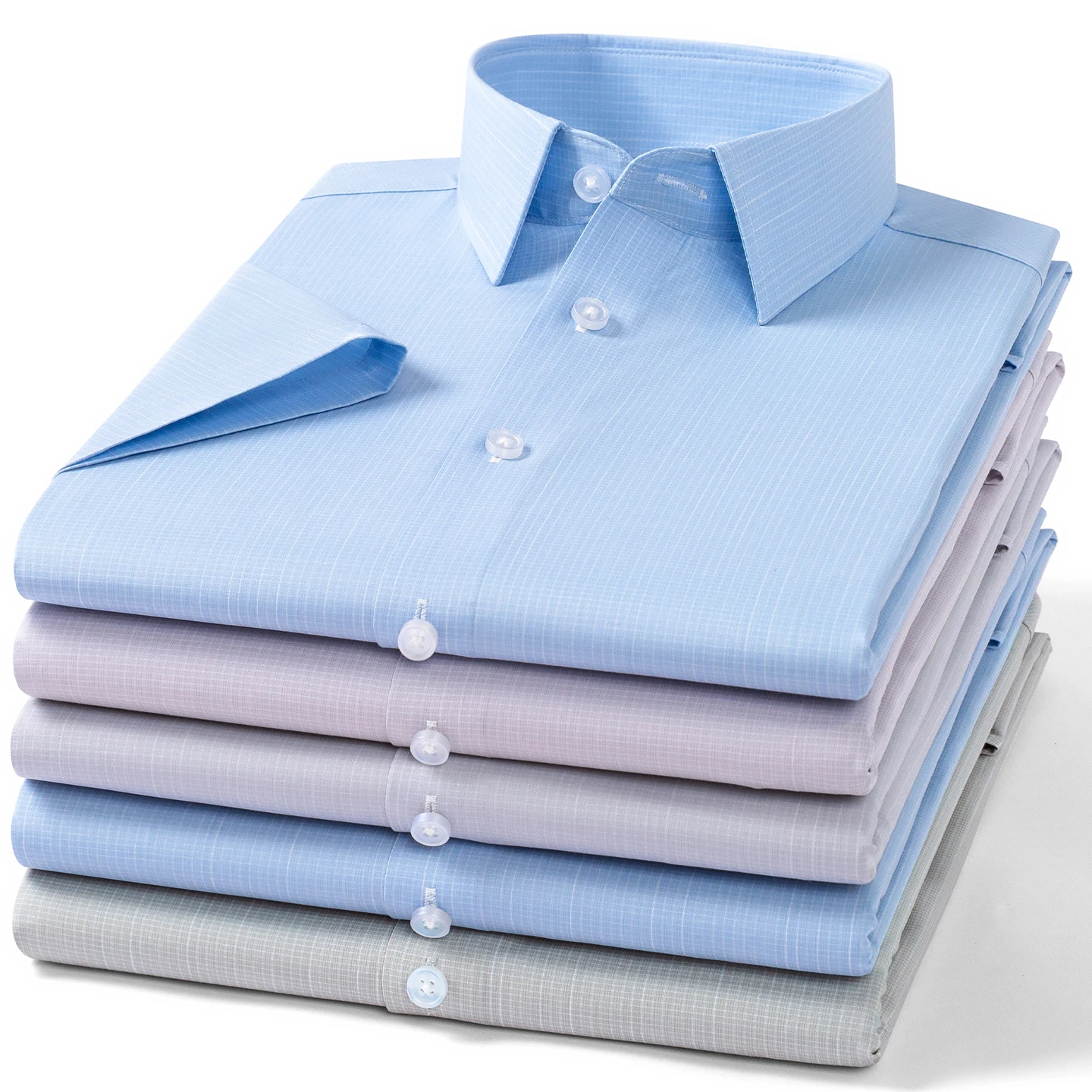 Hight quality Modal summer short sleeve shirts for men slim fit formal shirts soft casual elastic plaid Anti-wrinkle clothes