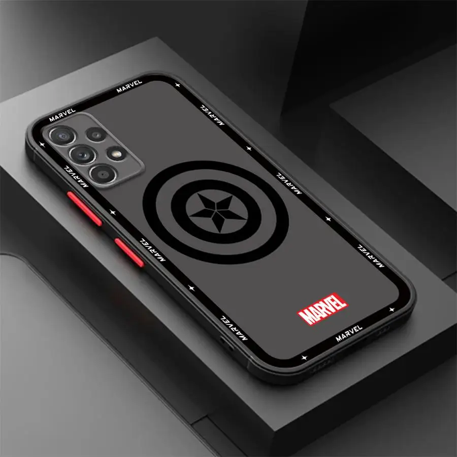 Phone Case for Samsung Galaxy A54 A53 A13 A35 A14 A25 A32 A55 A34 A24 A52 Shockproof Matte Cover Marvel Avengers Hero Logo