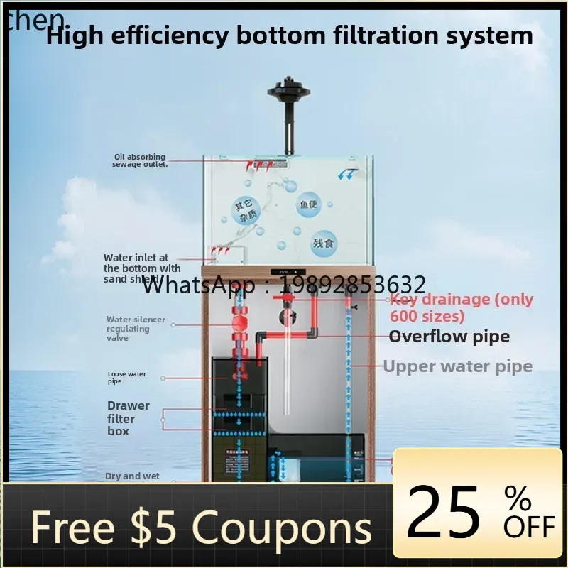 

YG10fish tank ultra-white glass living room household bottom water-free ecological aquarium landscaping stream square tank