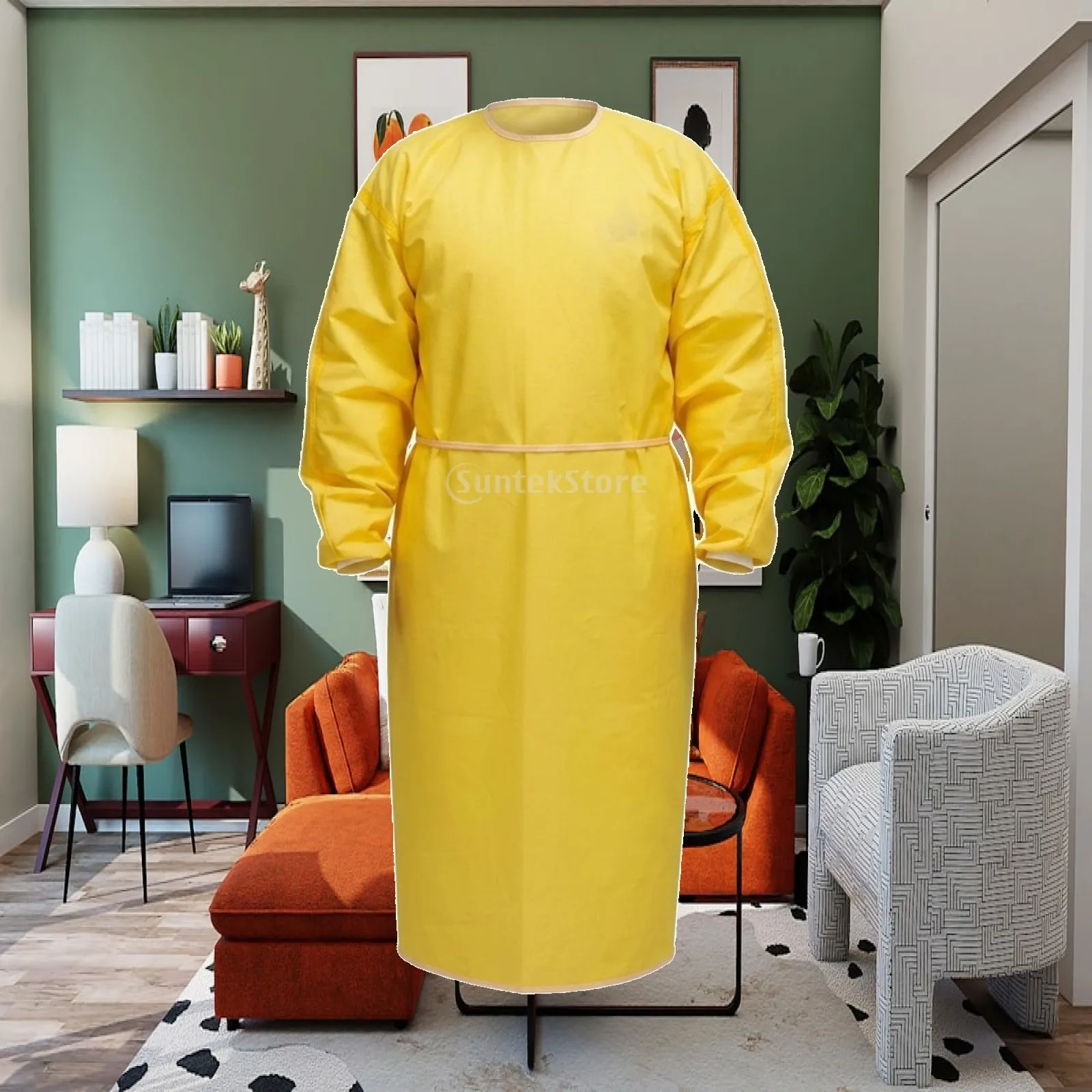 Corrosive Resistant Resistant Gown Long-Sleeve Chemical Safety Gown Full Coverage Adjustable for Laboratory Workers